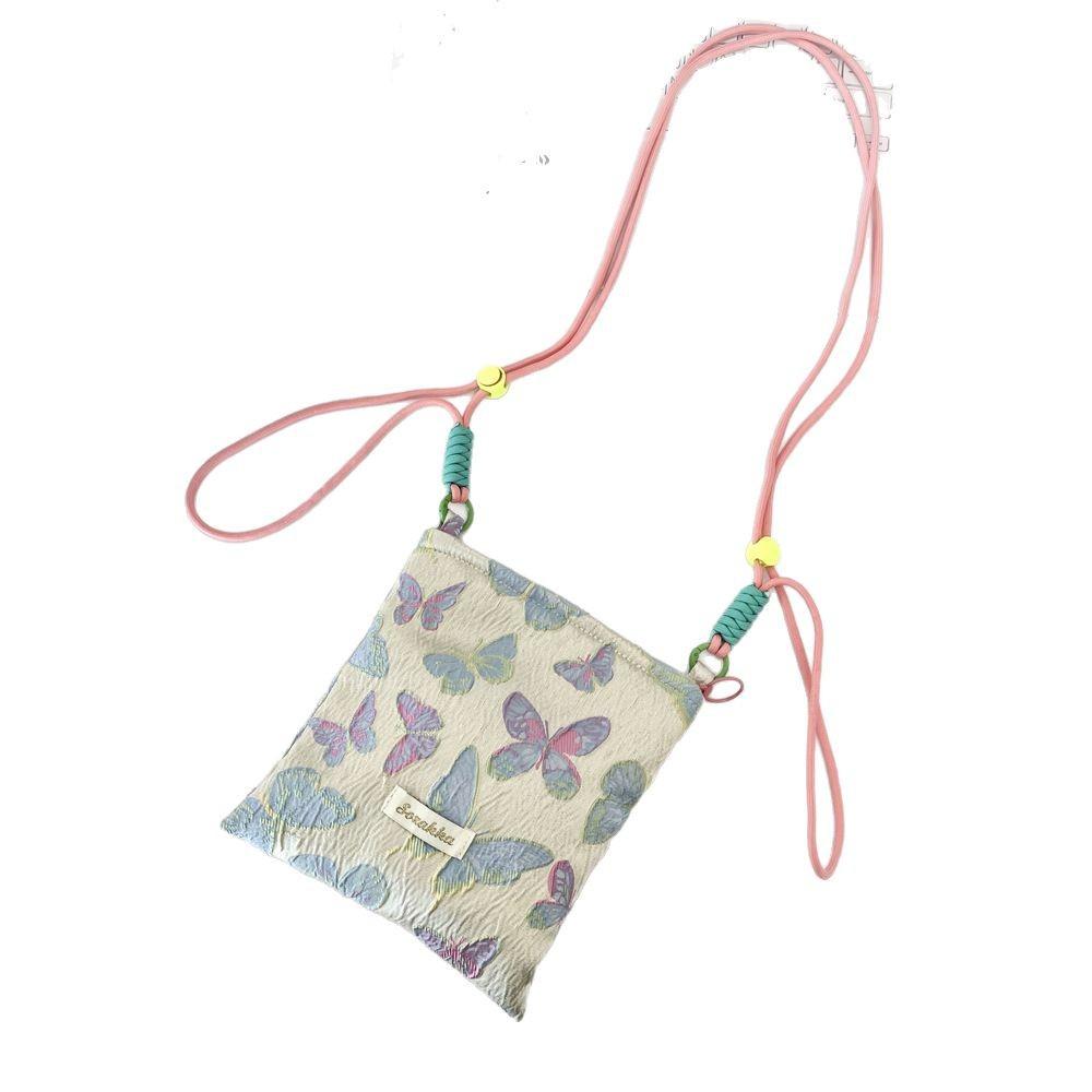 Spring and Summer New Colorful Butterfly Mobile Phone Bag Sundries Storage Shoulder Crossbody Bag Sweet Adjustable Pouch