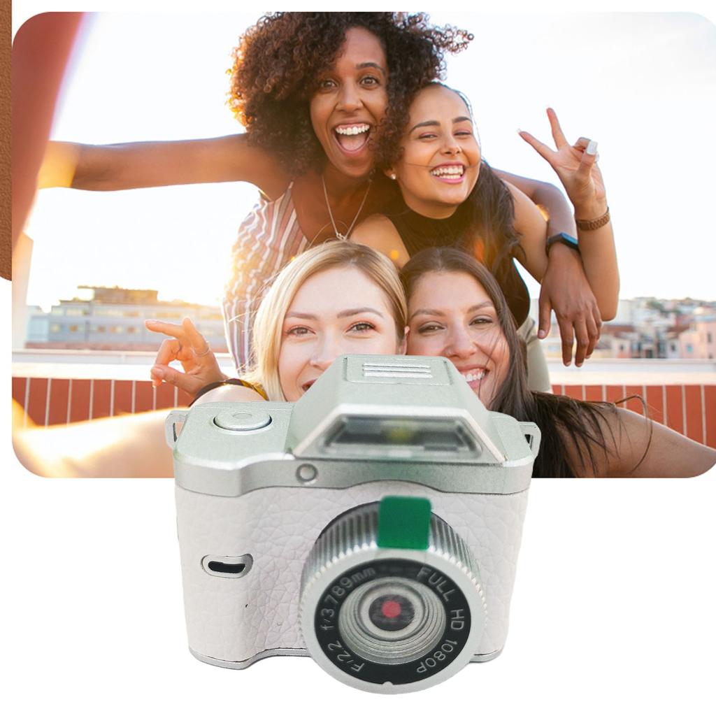 Tiny Keychain Camera Magnetic Mount 12MP 1080P Portable Retro Camera with 0.96 Inch Screen LED Fill Light for Video Recording