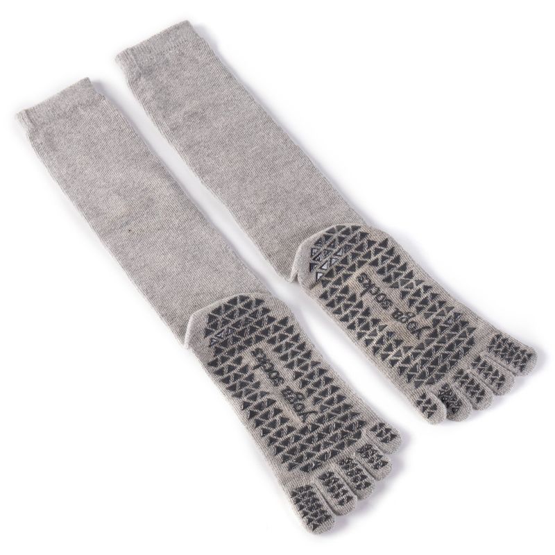 

Non-Slip Yoga Socks Long Women s Toe Socks Professional Yoga Pressure Socks Knee Socks Pilates Fitness Exercise Beginner Light gray female