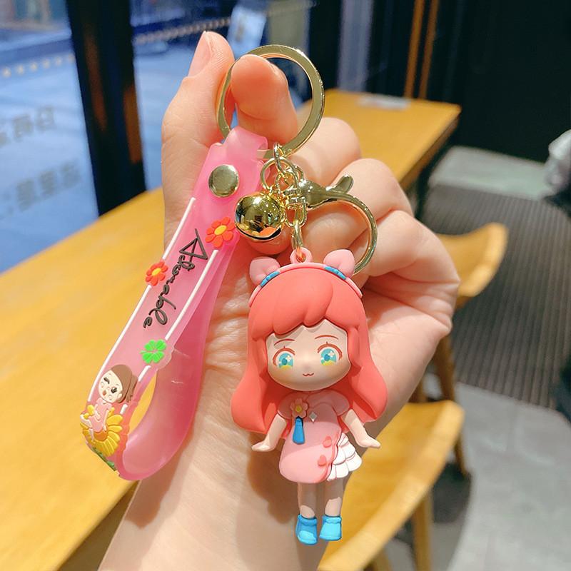 Adorable Girl Anime Keychain Charming Car Key Holder Cute Bag Decoration