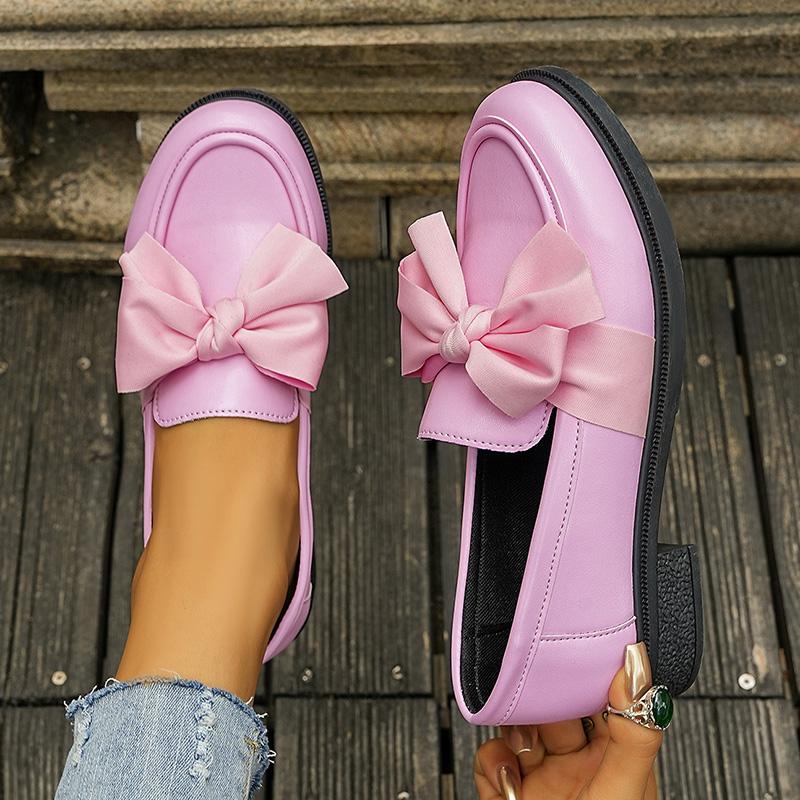 Fashion White Bowknot Loafers for Women 2025 Spring Summer Lightweight Slip On Casual Shoes Woman Comfort Low Heels Single Shoes