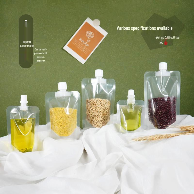 Large Transparent Spout Pouch for Cereal, Grain, Milk Tea, or Soy Milk Portioning and Sealing