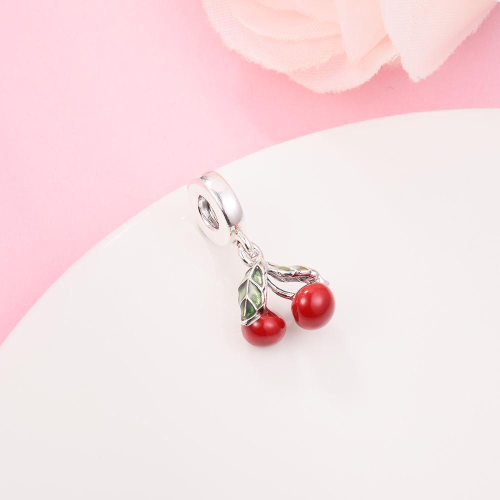 Fits Europe Bracelet Femme 925 Sterling Silver Cherry Fruit Dangle Charm Beads for Women DIY Jewelry Making Berloque 2022 New