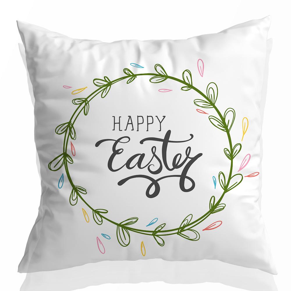 

Easter Spring Peach Leather Velvet Printed Pillow Cover Festive Cartoon Rabbit Car Sofa Living Room Pillow Cover 45 * 45Cm without pillow core