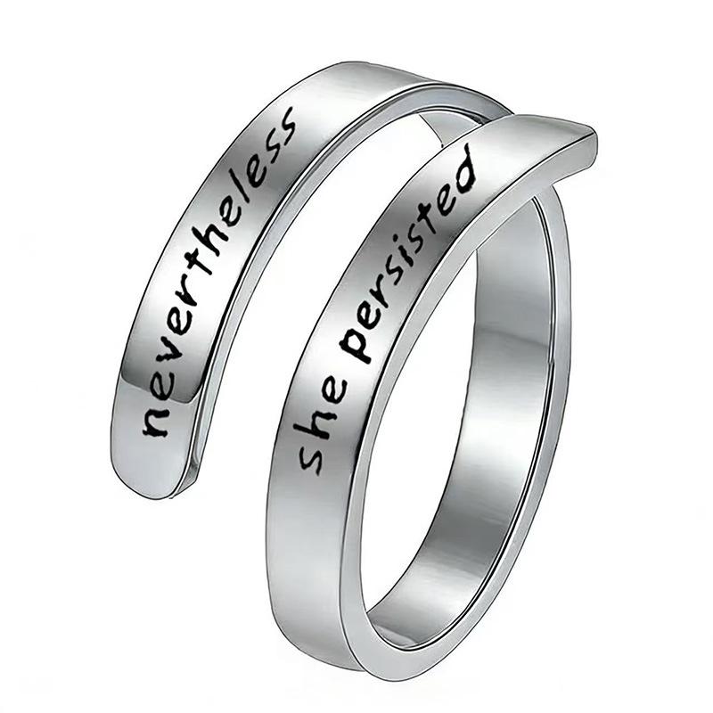 Retro Open Stainless Steel 'I Am Enough' Double Layer Ring for Women