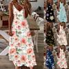 Boho Sommer Maxi Kjole Dame Ermeløs V-hals Lang Casual Hawaiisk Strand Solkjole Ferie Mote Kjole