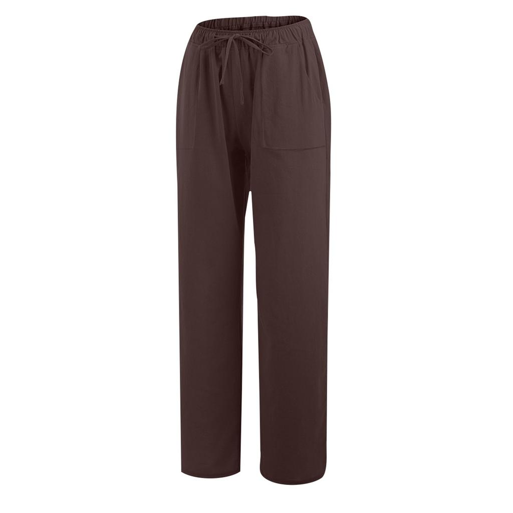Women's Fashion Color Drawstring Elastic Pocket Straight Leg Casual Pants