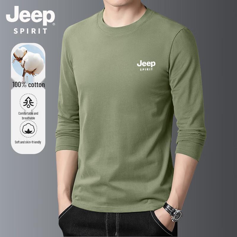

JEEP SPIRIT Men s Pure Cotton Long Sleeve Round Neck T-Shirt 3XL