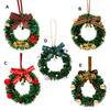 Christmas Wreath Decoration Mini Wreath with Bow And Bell Artificial Greenery Wreath for Tree Door Wall Holiday Home Decoration