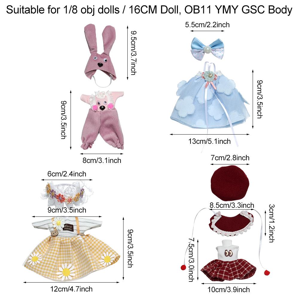 Fashion Suit Dress Up Skirt Cute Clothes Uniform for 1/12 BJD Dolls 16cm 17cm OB11 Doll for Girls Kids Doll Toys Accessories