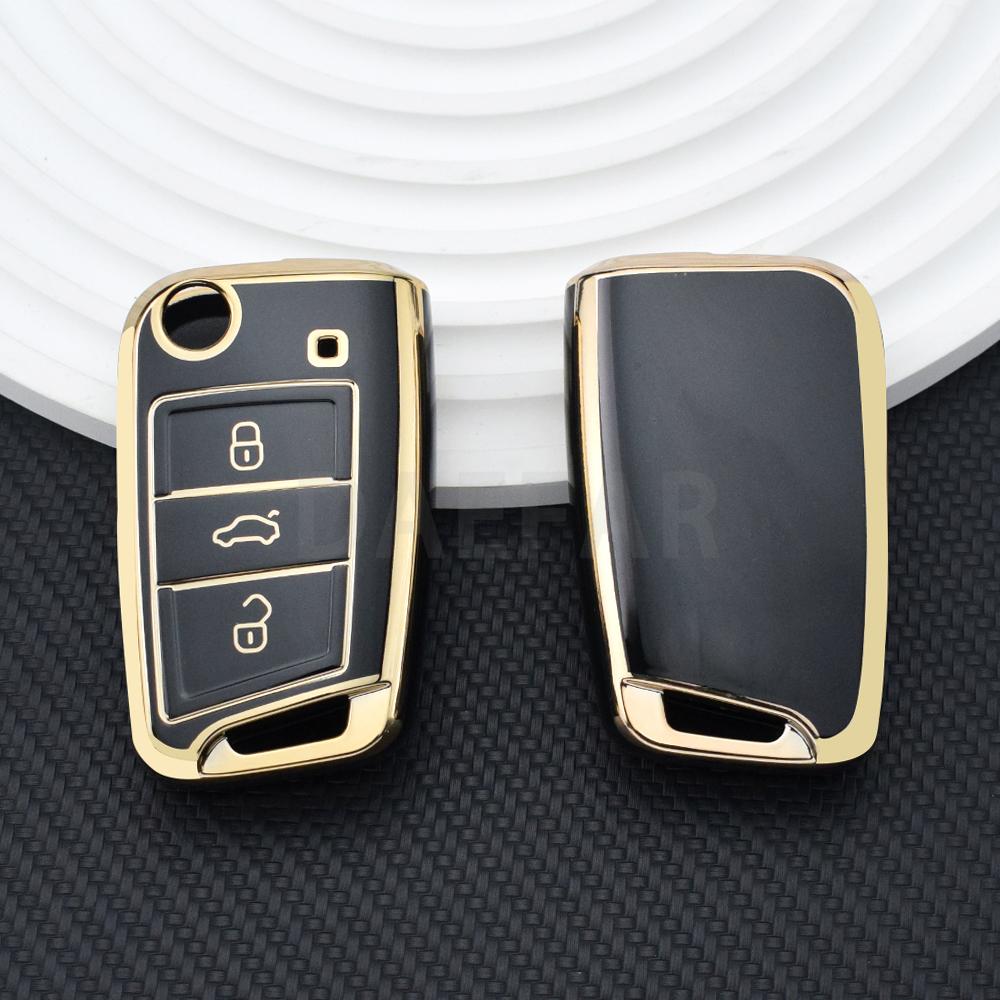 Key Case Cover for VW Golf 7 GTI POLO Touran Tiguan Skoda Octavia Rapid Kodiaq Fabia Seat Ibiza Leon Ateca Arona T-Cross T-Roc