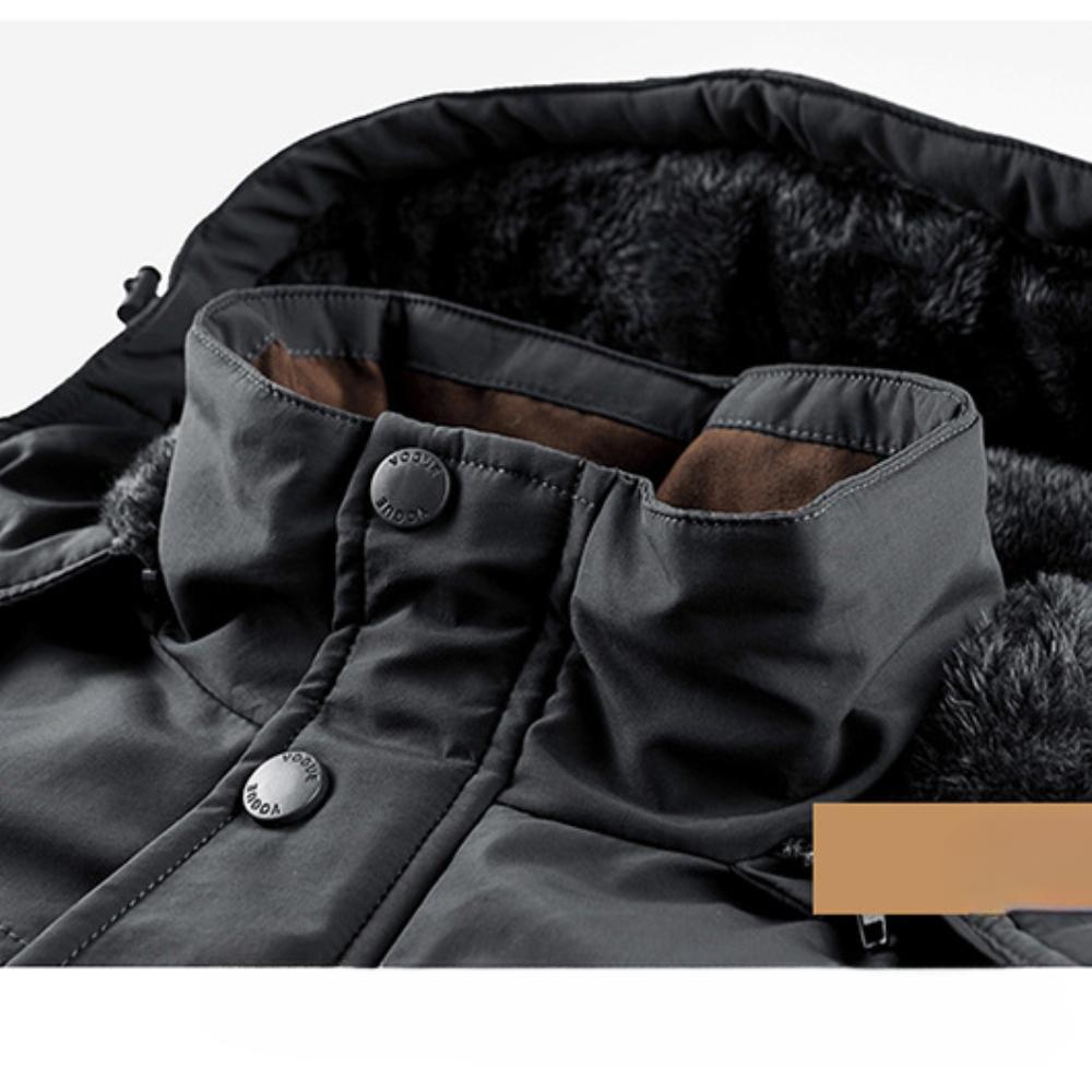 Herren Winterjacke mit Kapuze, dicker Parka-Mantel mit Fleece-Futter und mehreren Taschen