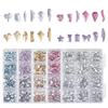 Nail Art Irregular Resin & Colored Rhinestones Set - Flatback, 12 Grids of Mixed Clear Diamonds