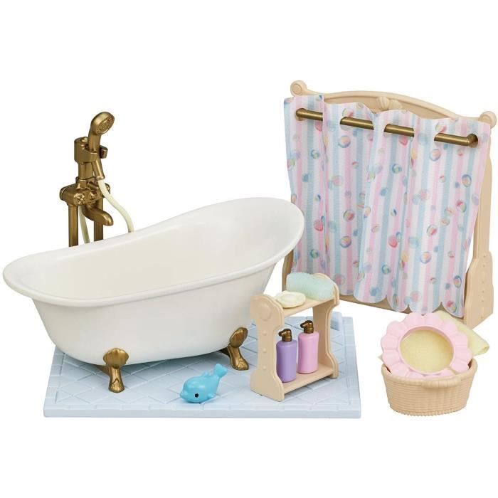 Le set baignoire et douche - sylvanian families - 5739 - ensemble de salle de bain avec accessoires