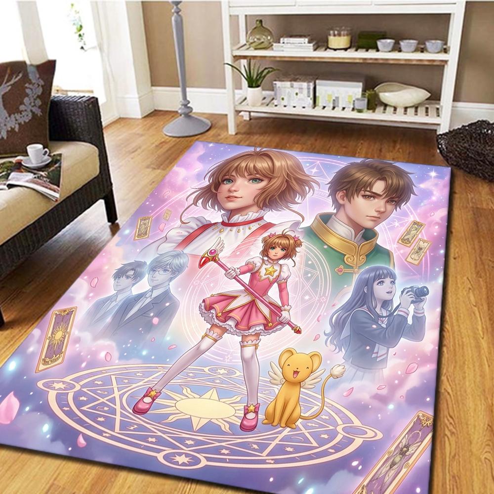 Cardcaptor Sakura Schlafzimmer Wohnzimmer Teppich, Heimdeko Cooler Filmmatte Spielbodenmatte -HE6