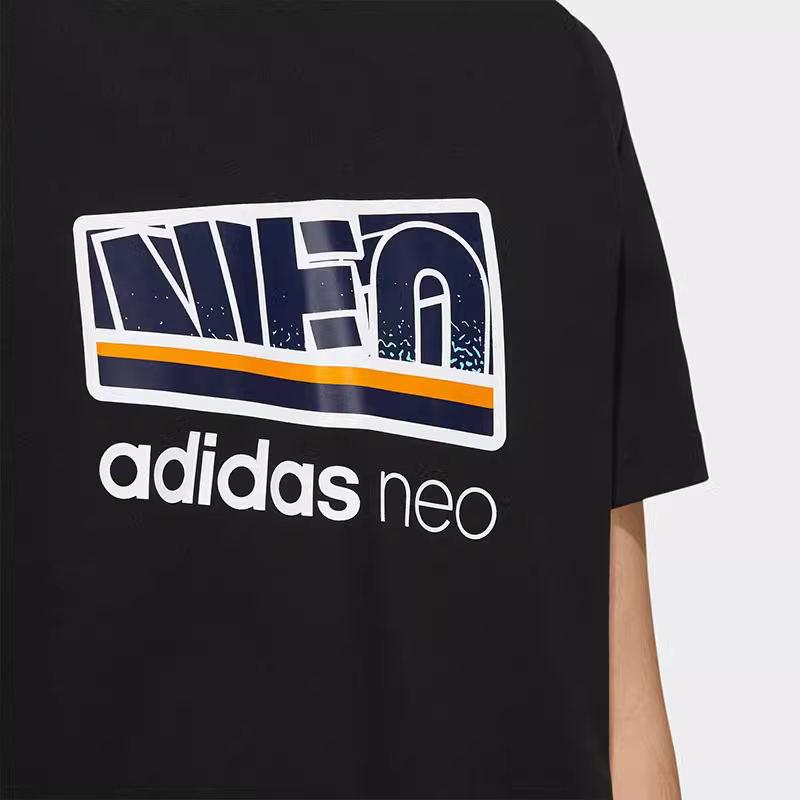 Adidas Neo Sports Lifestyle Series Letter Print Casual Short Sleeve T-Shirt Men Tops Black H55283