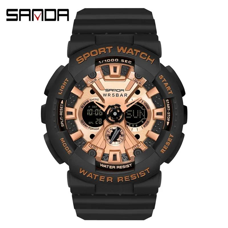 SANDA 6068 Watch ZSK FEMALE ELECTRONIC WATCH Middle School Student Sports Personality Trend Double Watch Temperament