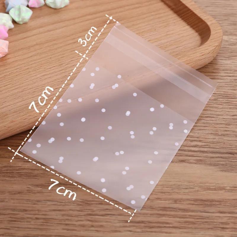100Pcs Frosted Polka Dot Biscuit Snack Self-adhesive Snowflake Crisp Candy Party Gift Packaging Bags