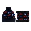 Children's Construction Vehicle Pullover Hat Cute Excavator Scarf Two-piece Set Hairball Boy Knitted Wool Hat