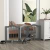 3 Panels Dog Gate W/ Support Feet Fence Safety Barrier Freestanding Wood Light Grey