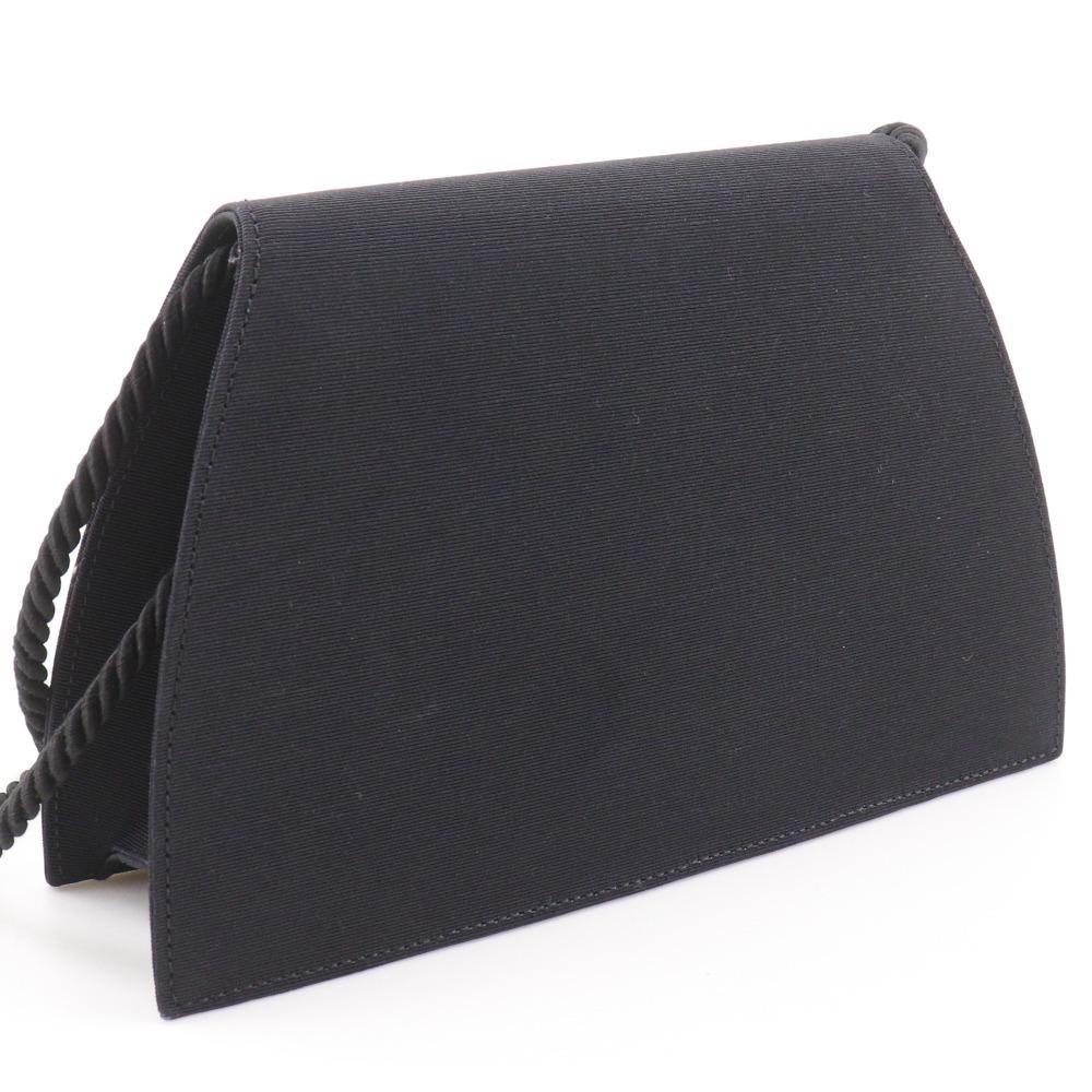 Yves Saint Laurent Party Bag Shoulder Bag 2-way Clutch Black Cotton Women Used
