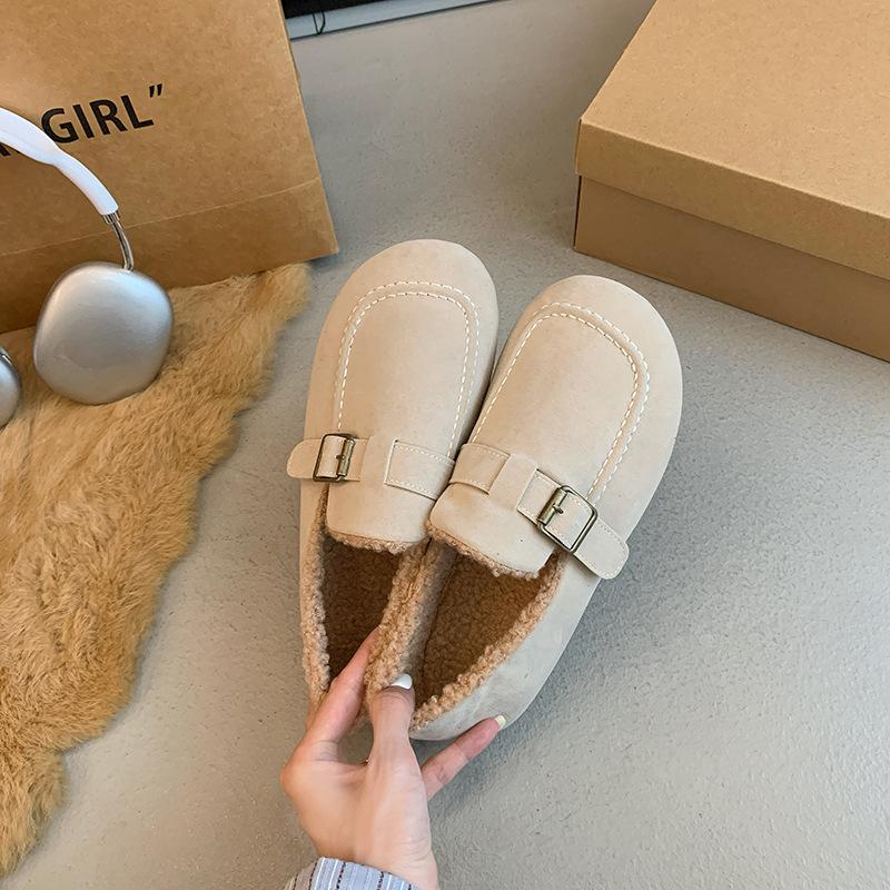 

Lazy people pedal Mao Mao shoes for women to wear in the autumn and winter of 2025, new home warm soft-soled bag head single shoes 40