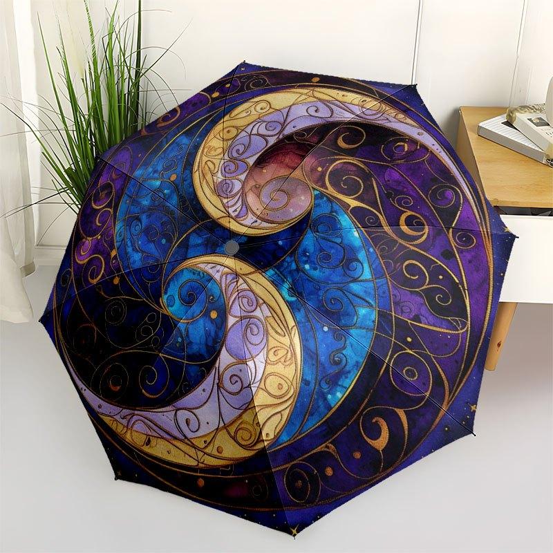 

Yin Yang Symbol Art Print, Spiritual Balance Design Umbrella, Cute Umbrella with Cute Design, Portable 3-Fold Compact Umbrella for Men & Women, Valent