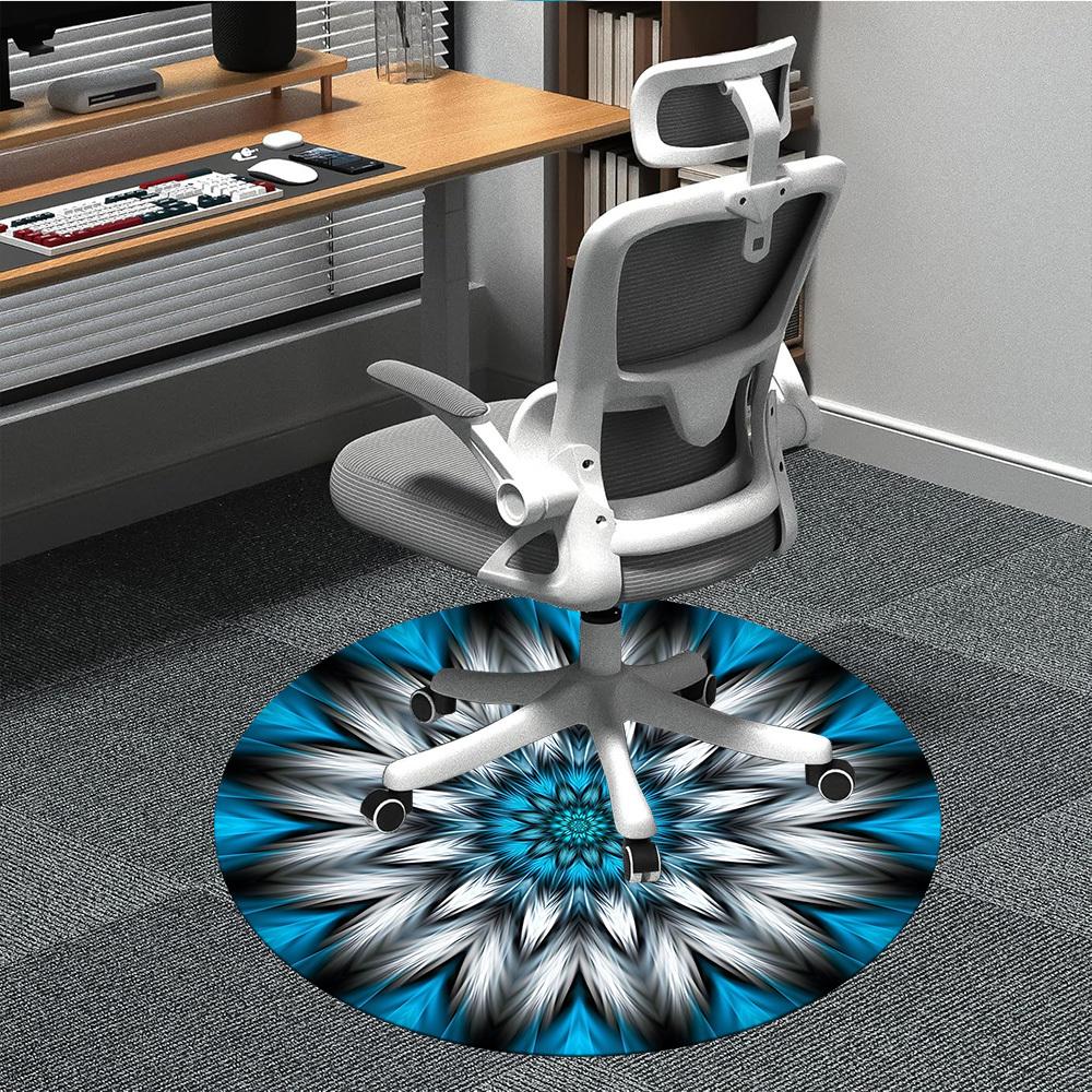 

1pc Blue Abstract Mandala Chair Carpet for Office, Round Polyester Mat, Indoor Decor for Office, Washable Non-slip Carpet yy251219033 80cm by 80cm
