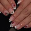 24Pcs Simple Almond Press On Nails Fresh Colorful Flower Design Short Full Cover Fake Nail Tips