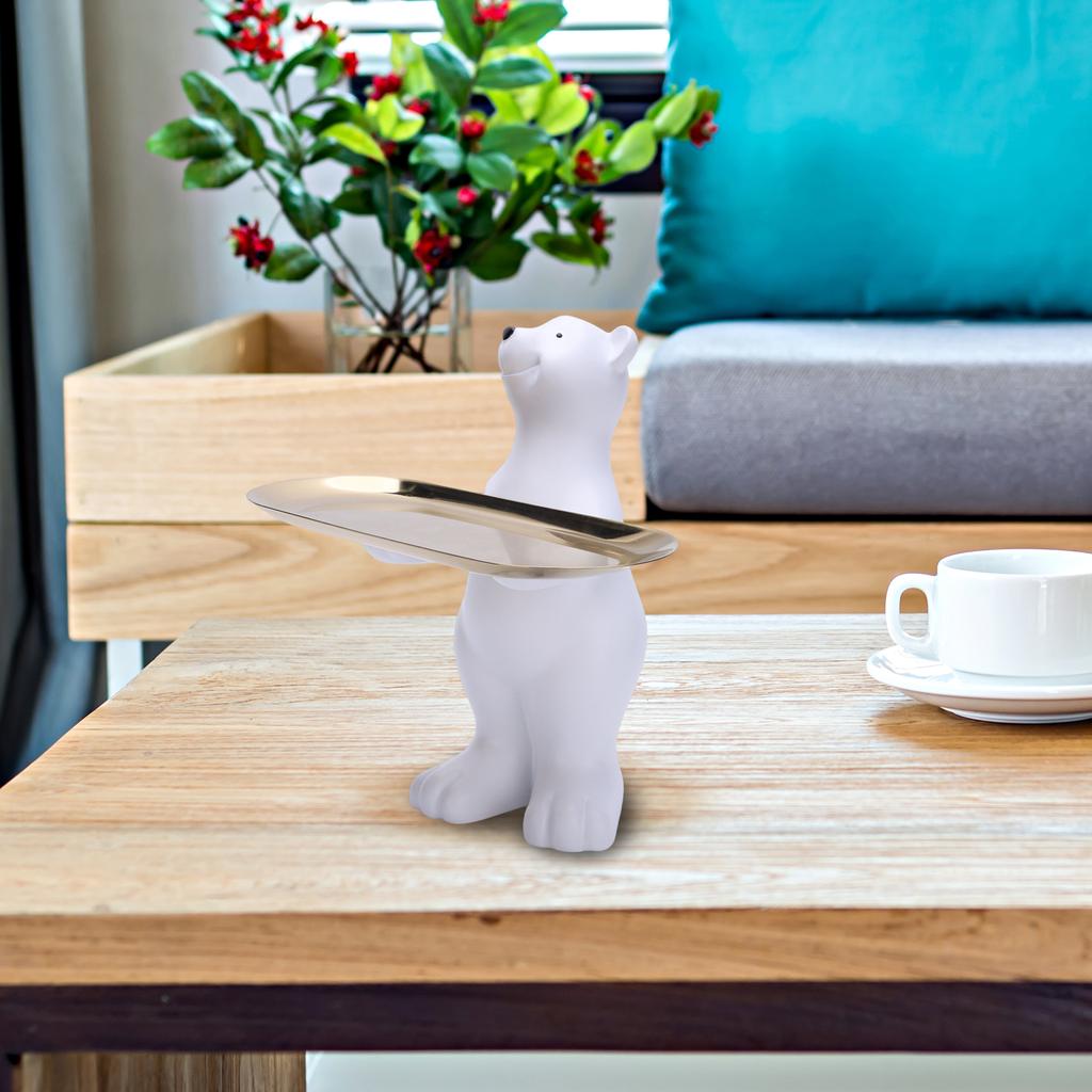 Polar Bear Key Holder Figurine Candy Sundries Resin Animal Sculpture Non-toxic Harmless Household Supplies for Home Living Room