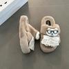 Niche cute cartoon fluffy shoes for women's autumn and winter new thick-soled outer wear warm and height-increasing cotton slippers