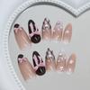Z1341 Starry Dots Bow Plaid Glue On Nails Medium Almond Sweet Ins For Ladies Non Special Cosmetics