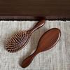 New High Quality Hand Carved Sandalwood Comb Oval Shape Wooden Air Cushion Comb Styling Brush Fine-Toothed Scalp Massage Brush