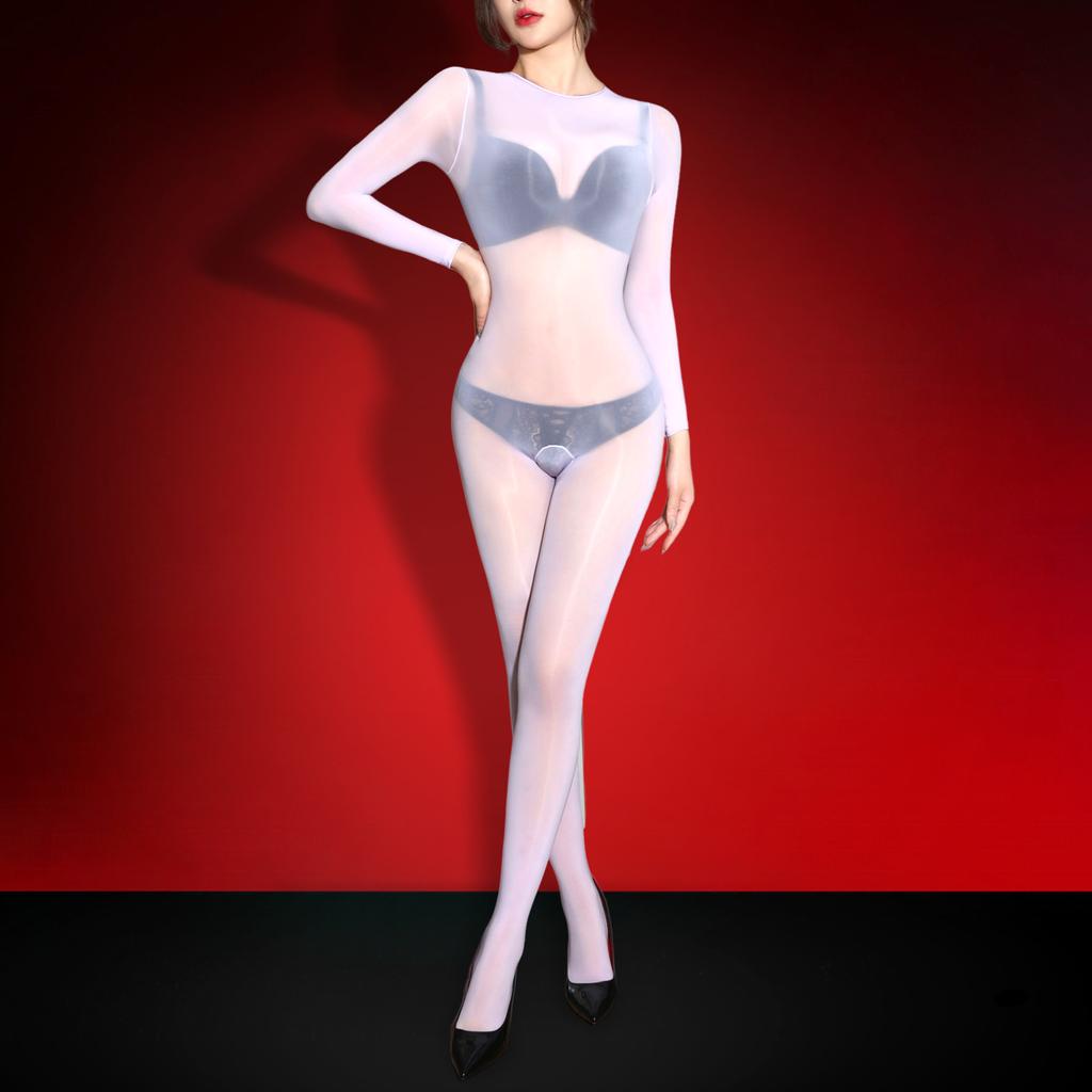 Damen Sexy Dessous Ganzkörper Bodysuit Hinten Offen Catsuit Öl Glänzend Bodystocking Große Größen 5D Uniform Versuchung Erotischer Leotard