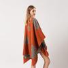 Women's Autumn and Winter Extended Fashion Scarf Shawl Dual-purpose Travel Warmth Double-sided Imitation Cashmere Flower Cape