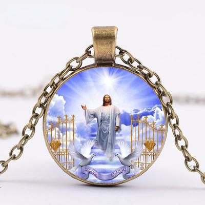 The Jesus Resurrection Pendant Angel Wings Glass Pendant Necklace Is The Perfect Holiday Gift For Any Occasion.