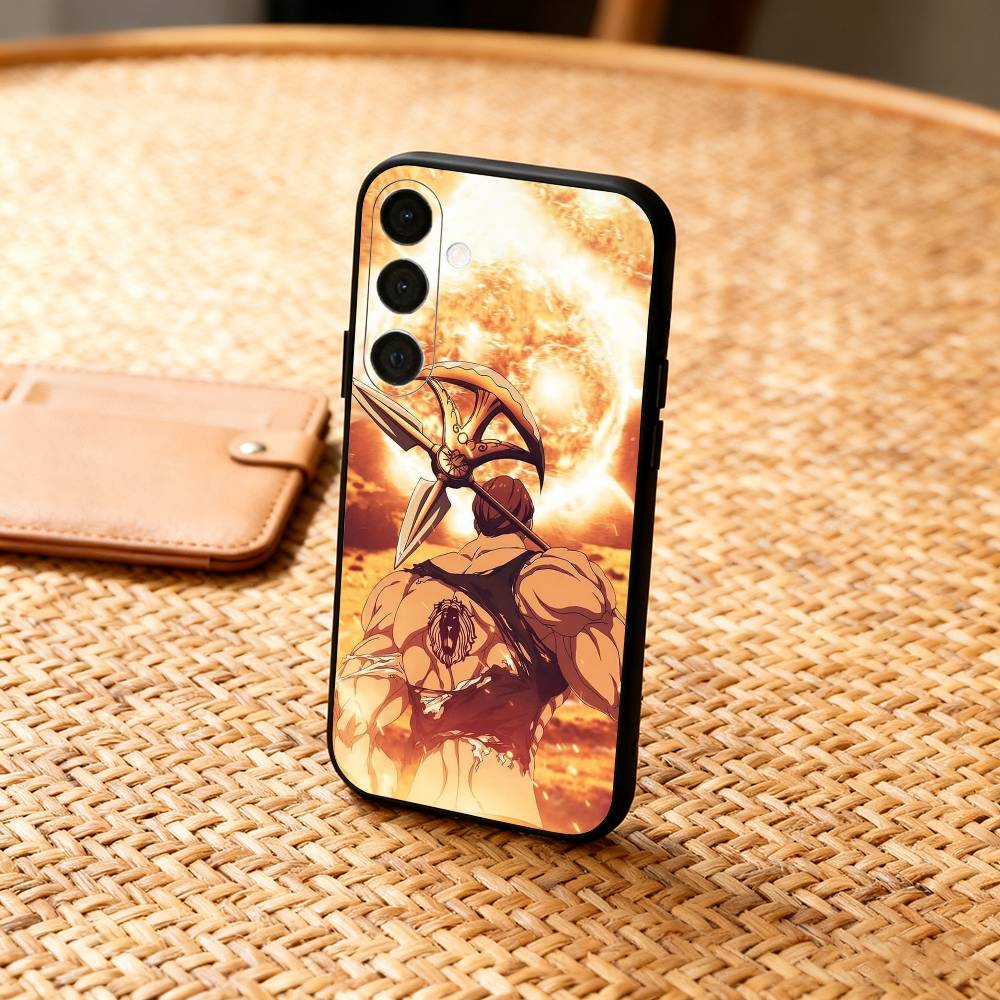 E-Escanor S-Sun Cartoon Phone Case For Samsung  A73,72,71,A52,51,40,41,A22,A32,31,A13, Soft Black Shell