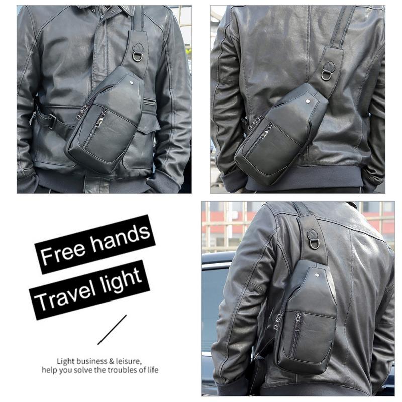 Pánská taška z pravé kůže Venkovní ležérní crossbody taška Pánská taška přes rameno z hovězí kůže Pánská náprsní taška