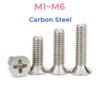 Vernikkeld Koolstofstaal Kruiskop Plat Verzonken Kop M1 M1.2 M1.4 M1.6 M1.7 M2 M2.5 M3 M3.5 M4 M5 M6 Phillips Schroeven Bouten
