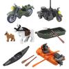 DIY Motorcycle Assault Boat War Horse Dog WW2 Weapons Soldier Military Figure Playmobil Model Building Block Brick Children Toys