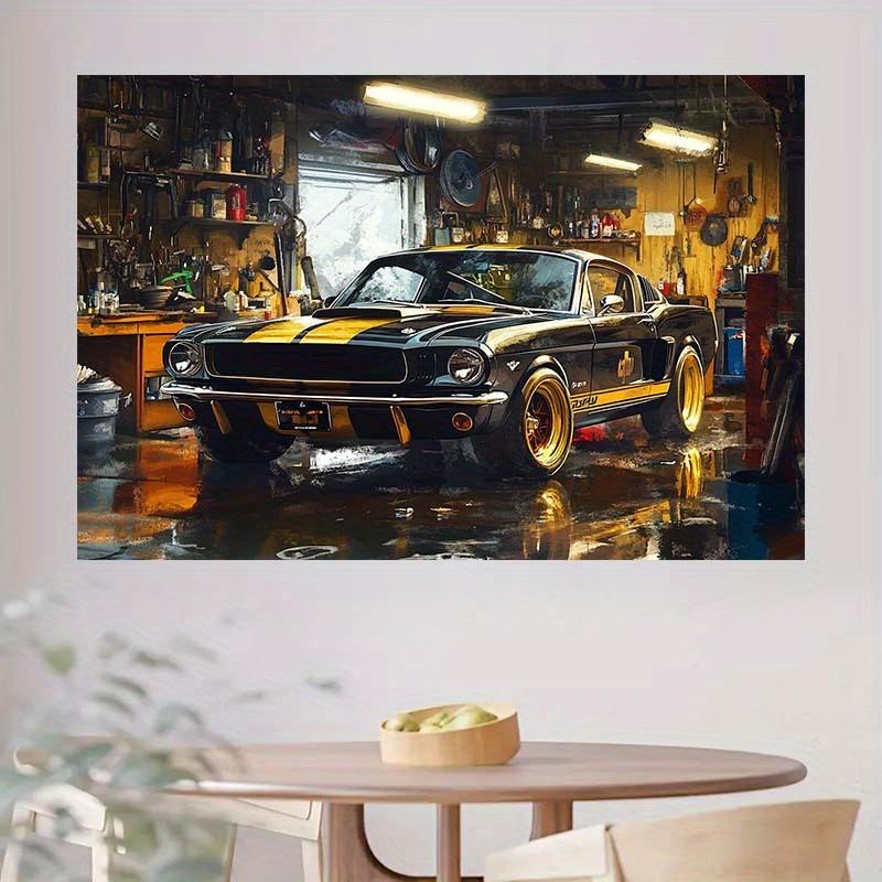 1 Piece of Retro Garage Car, Classic Sports Car Industrial Style Background Fabric, Personalized Room Wall Stunning Design