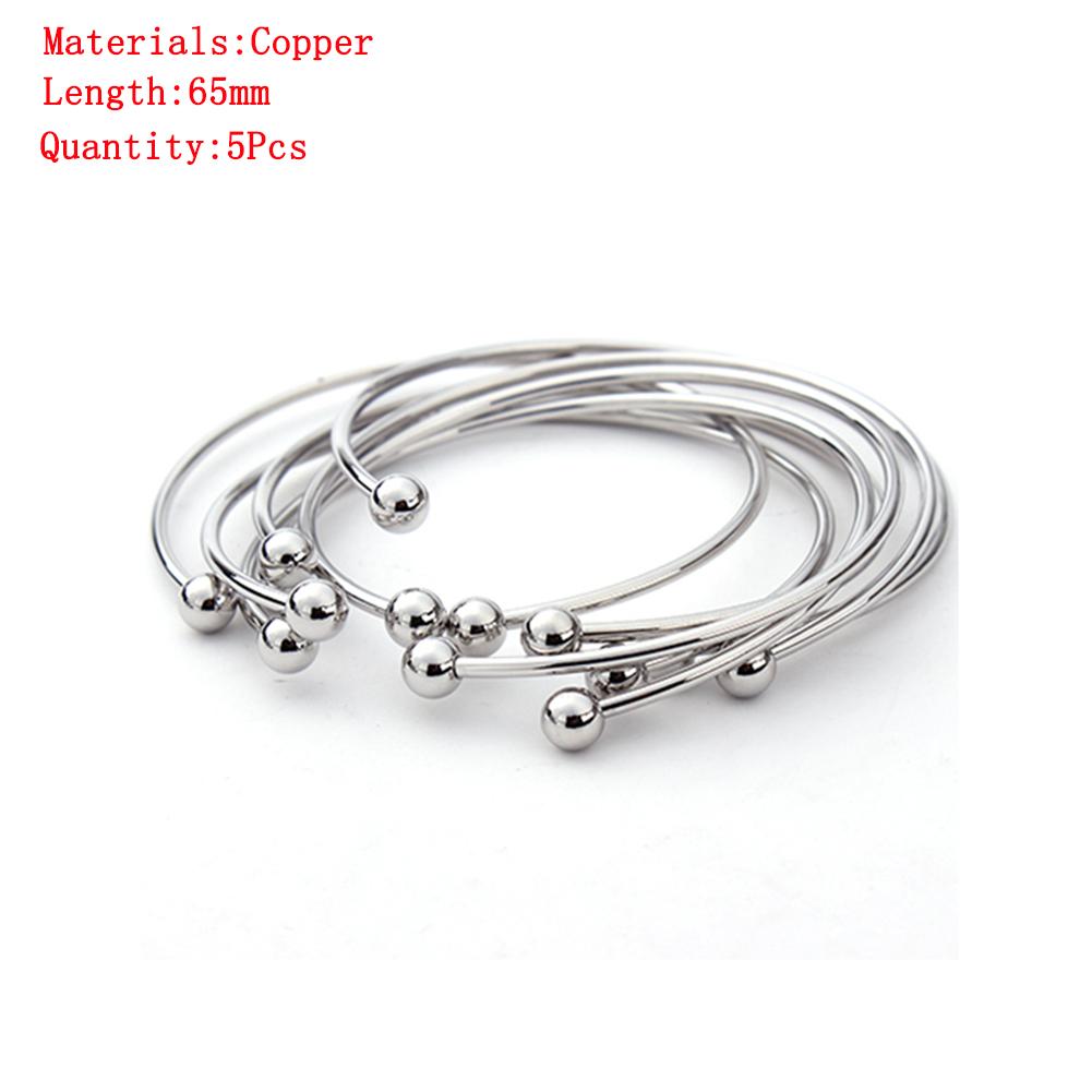 1-5pcs/lot Metal Adjustable Bangle Bracelets Blank Silver Color Open Charm Wire Base Bead Man Woman Jewelry Making