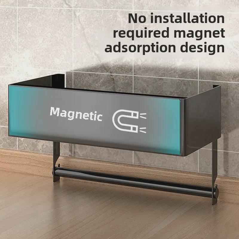 Magnetický kuchyňský stojan bez děrování: Vícevrstvé, pevné a nosné úložné systémy s tyčemi.