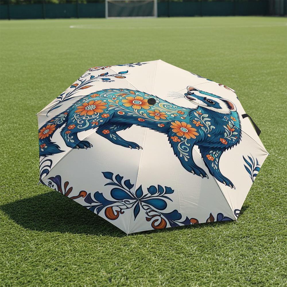 1 PC Automatic Folding Umbrella-Khokhloma Pattern, Portable & Foldable Design with 8 Ribs, Christmas Birthday Gifts