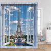 Pink Fashion Romantic Eiffe Tower Shower Curtain Paris View Dress Pink Cosmetics Bathroom Decor Modern Bath Curtains with Hooks