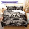 Set Copripiumino Trapuntato con Motivo Route 66 Federa Decorazione per la Casa Regalo di Compleanno (1 * copripiumino + 2 * federa, senza nucleo)