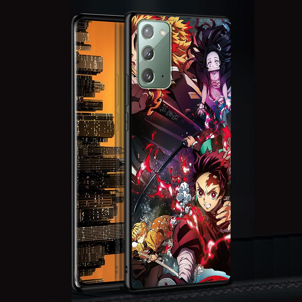 Demon Slayer Case for Samsung Galaxy Note 20 Ultra 10 Lite 9 8 A53 A52 A12 S22 S21 FE S20 Plus Silicone Black Anime Phone Cover