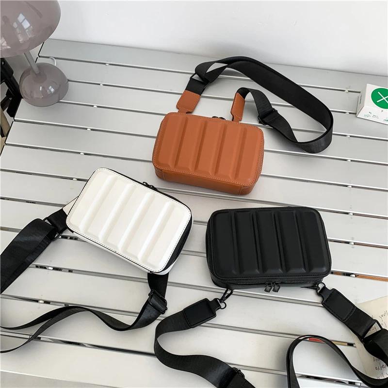 Borsa a Tracolla Rigida con Zip Pu Elegante e alla Moda Nuova Legale Mini Semplice Versatile Piccola Quadrata Premium