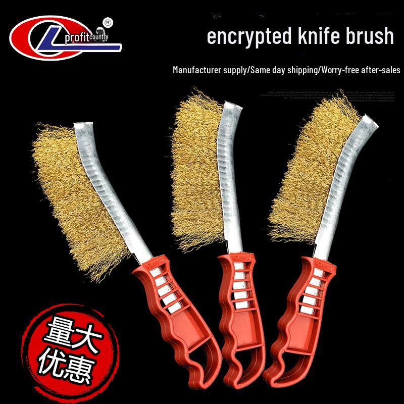 

Durable Copper-Plated Wire Brush – Manual Rust Removal Tool with Plastic Handle