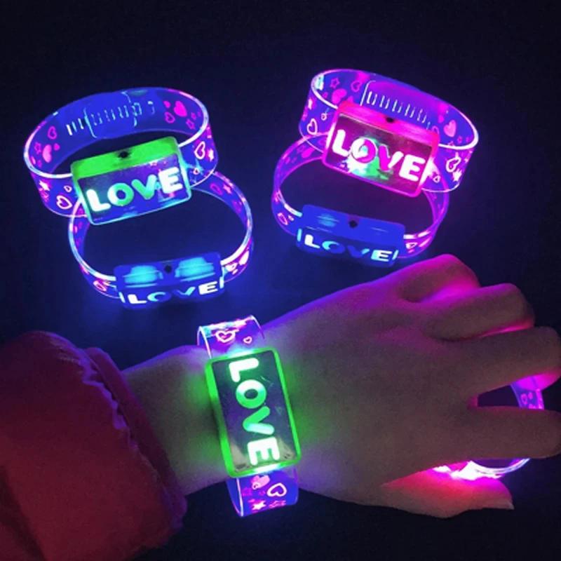 

12pcs LED Light Up Bracelets Happy Bracelets Glow in The Dark Flashing Wristbands Party Favors for Wedding Sports Concerts Party